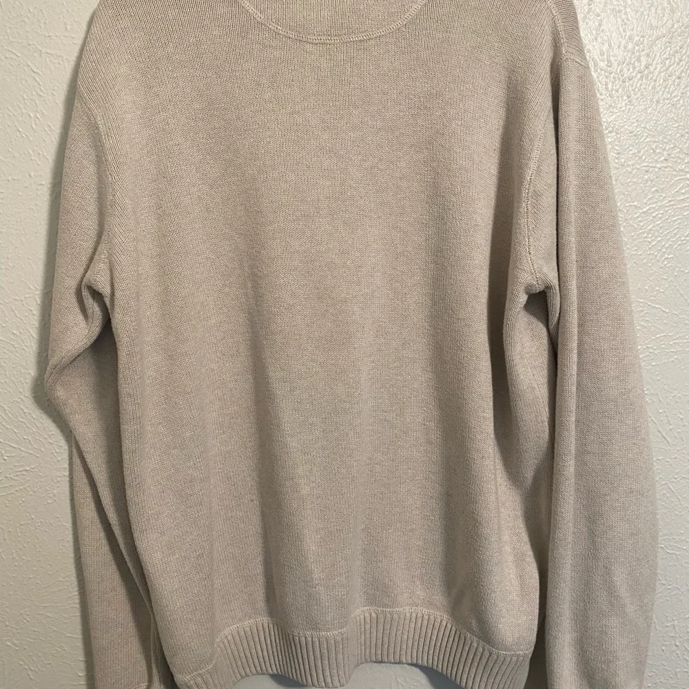 Eddie Bauer Cream Crewneck Sweater Classic Knit 100% Cotton - Picture 6 of 7